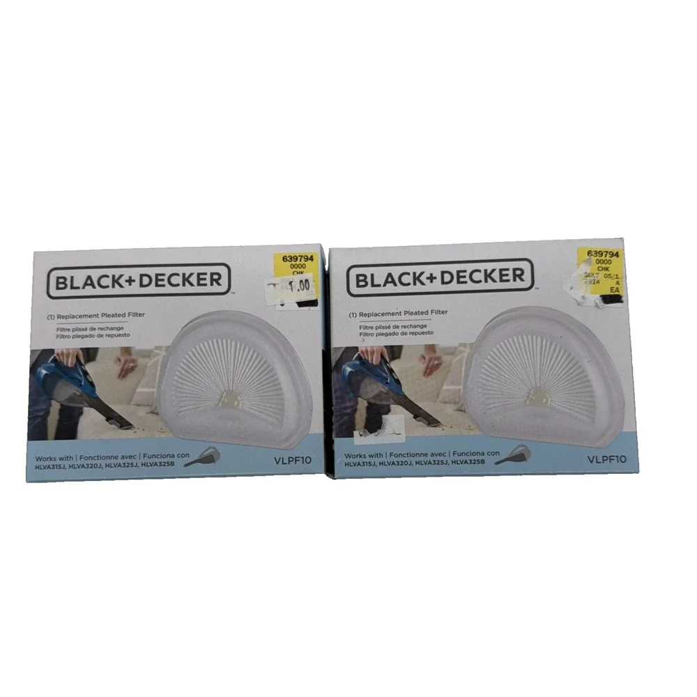(2) New Genuine Black & Decker Replacement Pleated Hand Vacuum Filters VLPF10